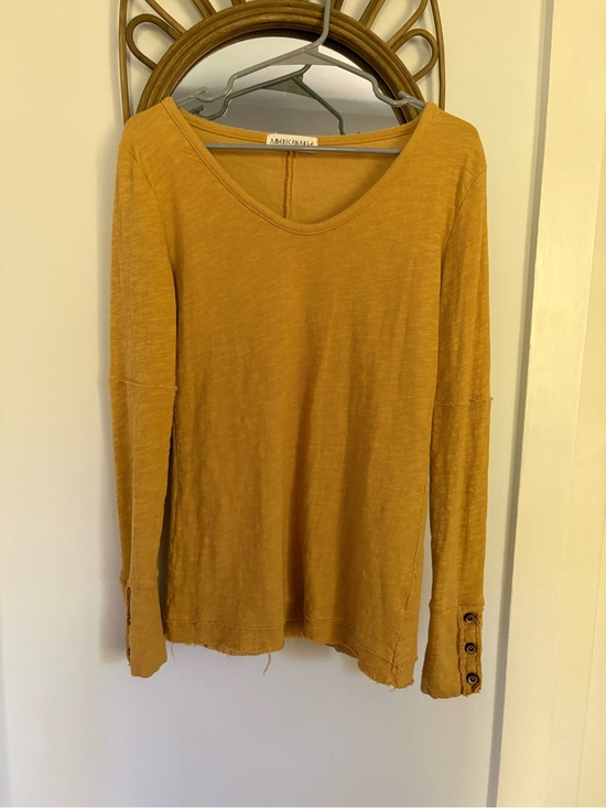 Magnolia Pearl Tops - Amerikanable Mustard Scoop-Neck Long Sleeve Top